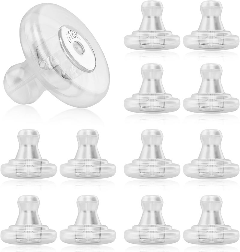 JUNCHONG Silicone Earring Backs, 18K Gold Secure Locking Design for Studs, Hypoallergenic Replacement for Droopy Ears, No-Irritation Earring Backs for Men and Women(12 PCS) - Image 1